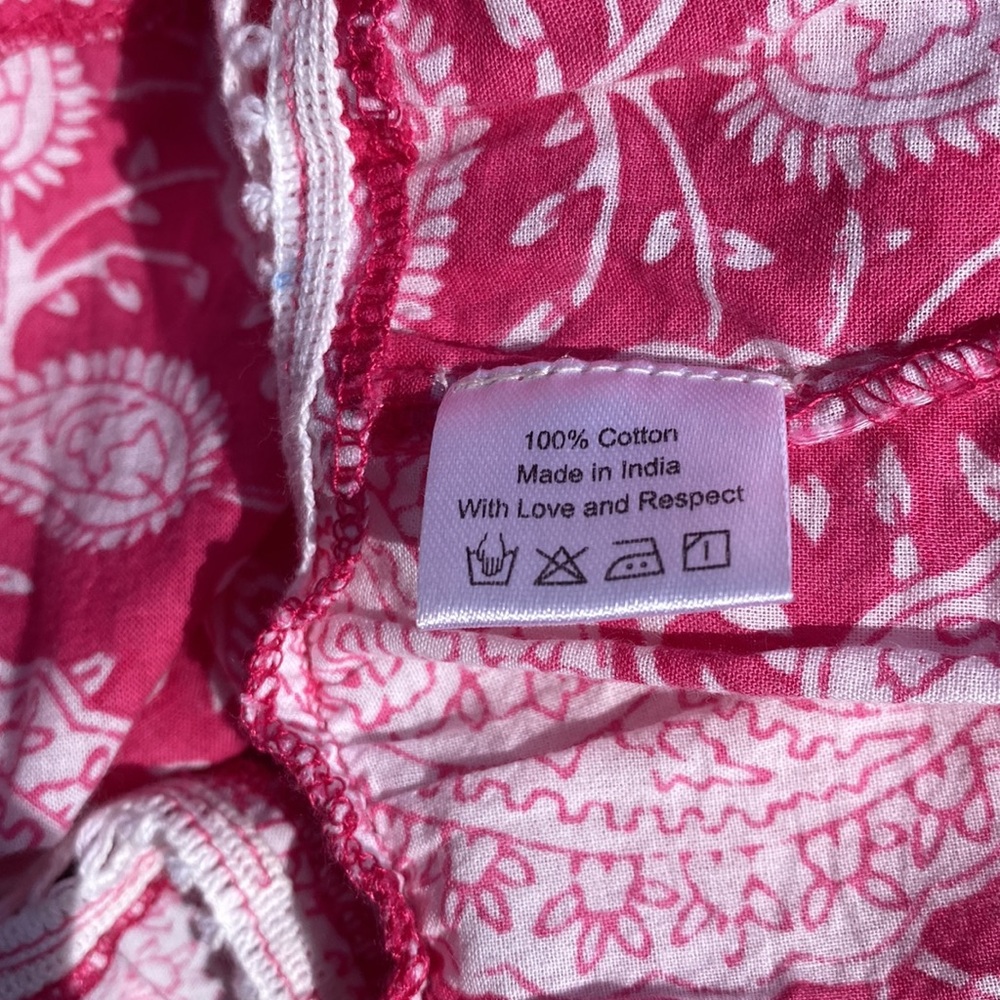 La Plage pink white paisley tiered boho chic bohemian peasant skirt M - Picture 4 of 6